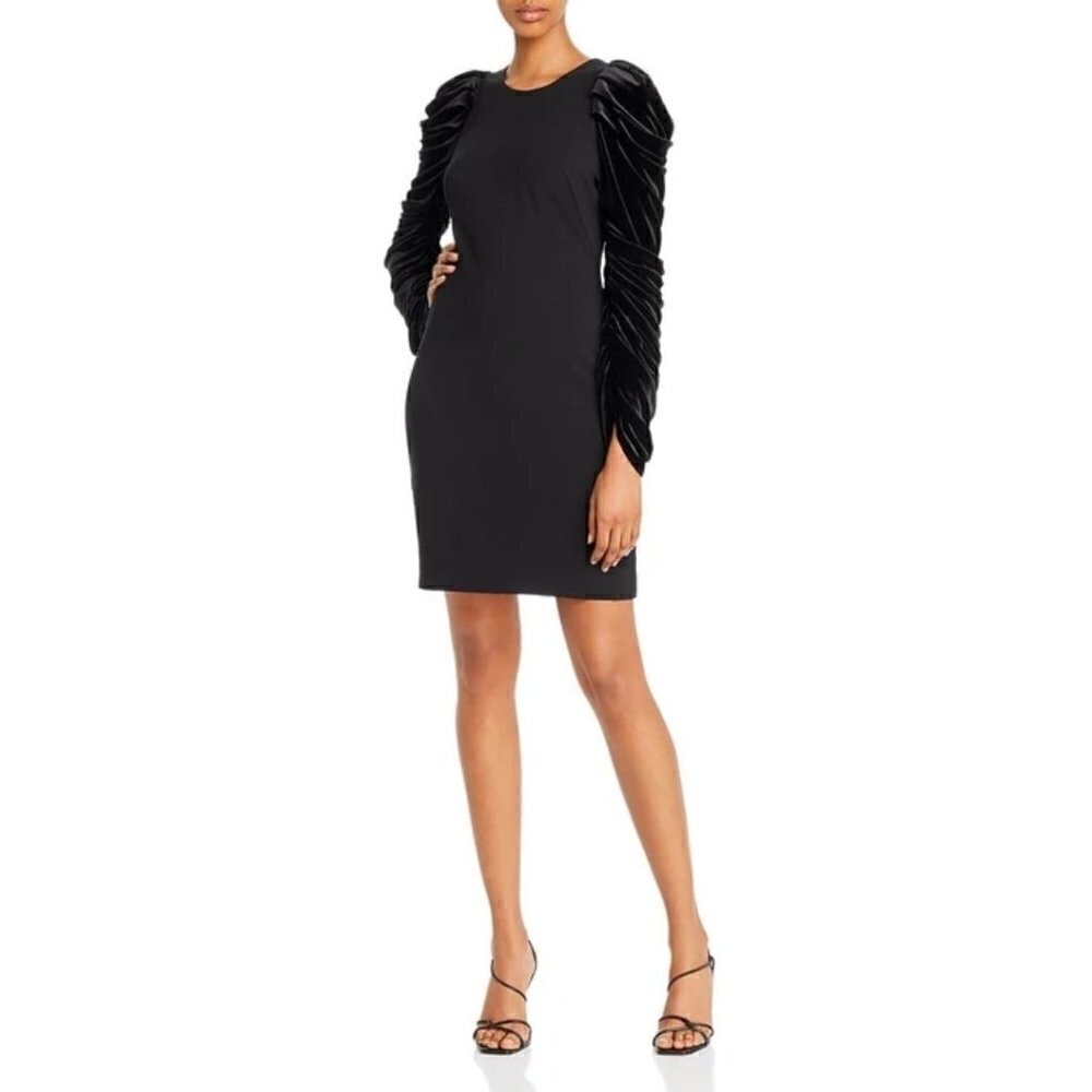 NWT BLACK HALO Archer Velvet Long Puff Sleeve Cocktail Dress 2